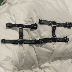 Black Faux Leather Garters